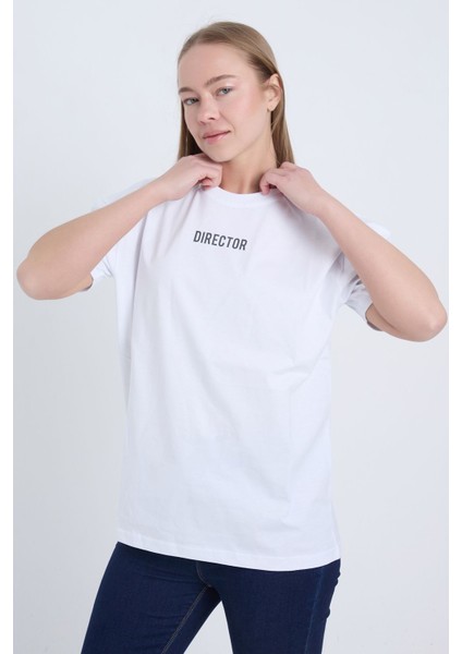 Kadın Oversize Beyaz Director T-Shirt fırsatları