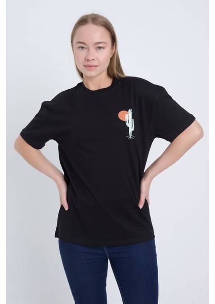 Kadın Oversize Siyah Cactus T-Shirt fırsatları