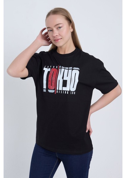 Kadın Oversize Siyah Tokyo T-Shirt modelleri