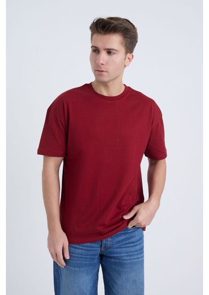 Erkek Oversize Basic Bej Renk T-Shirt modelleri