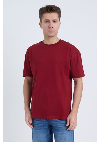 Erkek Oversize Basic Bej Renk T-Shirt fırsatları