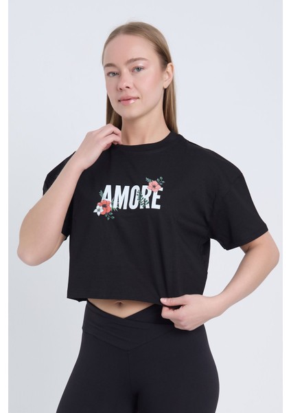 Kadın Oversize Amore Bordo Renk Crop