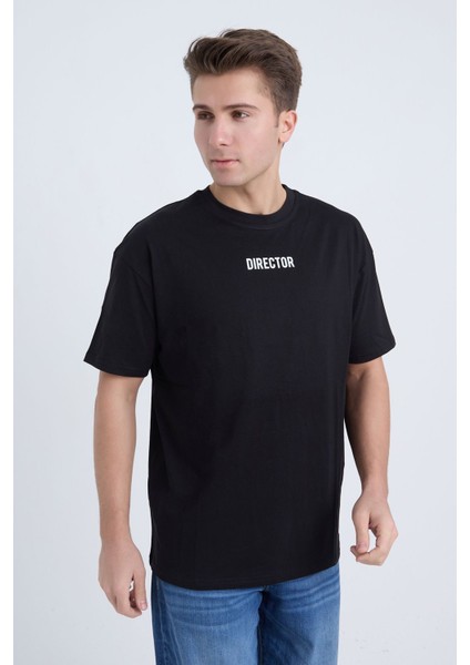 Erkek Oversize Siyah Director T-Shirt