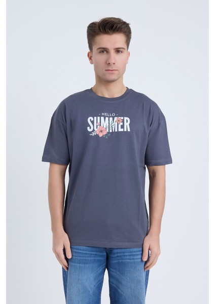 Erkek Oversize Antrasit Hello Summer T-Shirt fiyatları