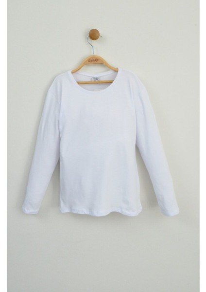 23 Nisan Kız Çocuk Uzun Kollu Düz Beyaz Badi (6-13 Yaş)