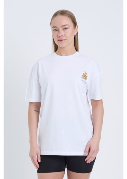Kadın Oversize Siyah Campfire T-Shirt