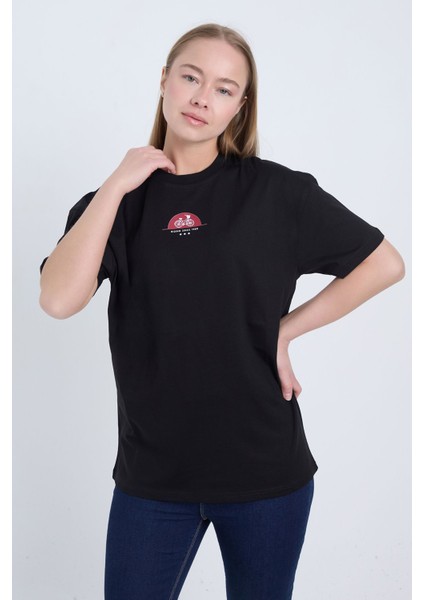 Kadın Oversize Rıdıng Sınce Baskılı Beyaz Renk T-Shirt
