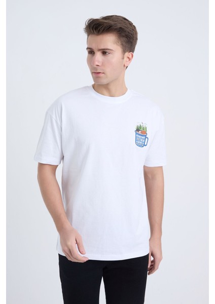Erkek Oversize Beyaz Sometimes Bear T-Shirt