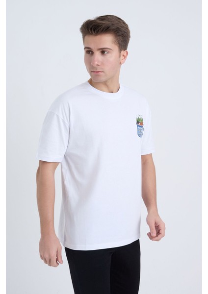 Erkek Oversize Beyaz Sometimes Bear T-Shirt