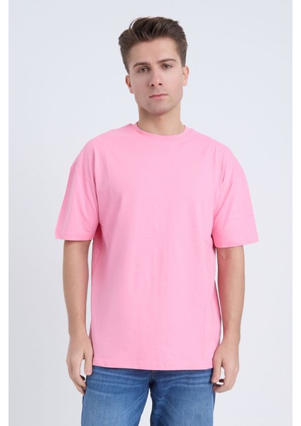 Erkek Oversize Basic Bej Renk T-Shirt
