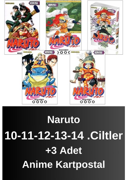 Naruto 10-11-12-13-14 .ciltler (5 Kitap) | Anime Kartpostallar
