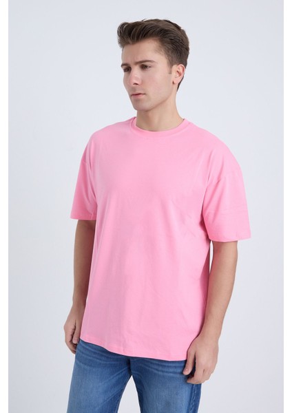 Erkek Oversize Basic Bej Renk T-Shirt fırsatları