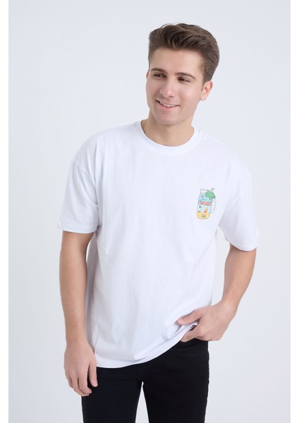 Erkek Oversize Beyaz Summer T-Shirt fırsatları