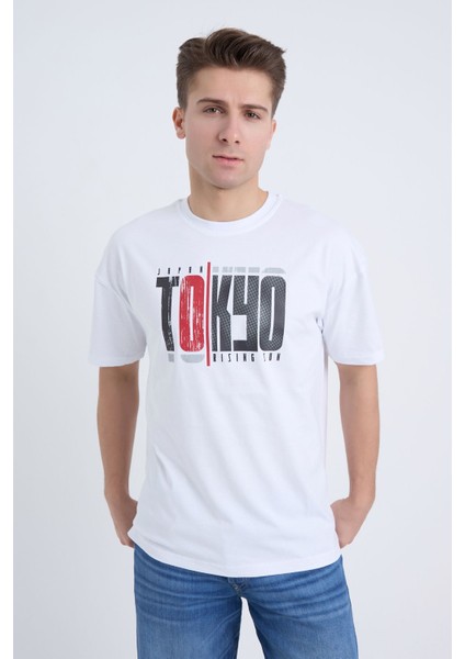 Erkek Oversize Siyah Desenli Tokyo T-Shırt fiyatları