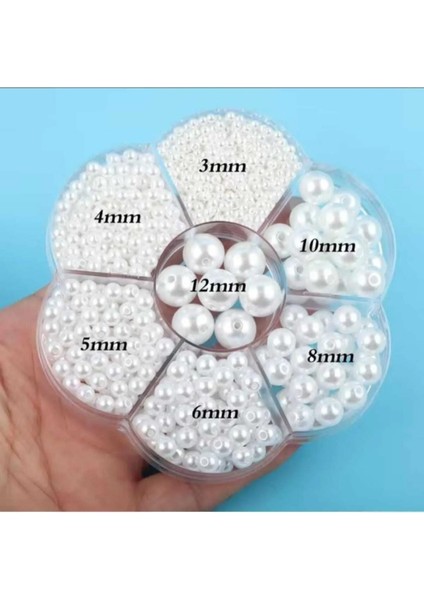 Papatya Kutuda 3-12 Mm İnci Boncuk Takı Yapım Malzemeleri