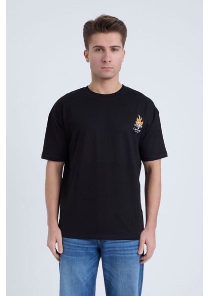 Erkek Oversize Siyah Campfire T-Shirt fiyatları