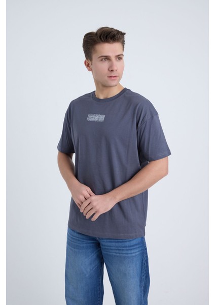Erkek Oversize Handsome Baskılı Antrasit Renk T-Shirt fırsatları