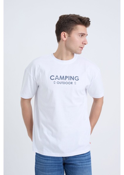 Erkek Oversize Siyah Camping T-Shirt fırsatları