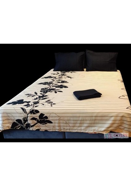 Çift Kişilik Pamuk Saten Nevresim Takımı Bej Siyah fırsatları