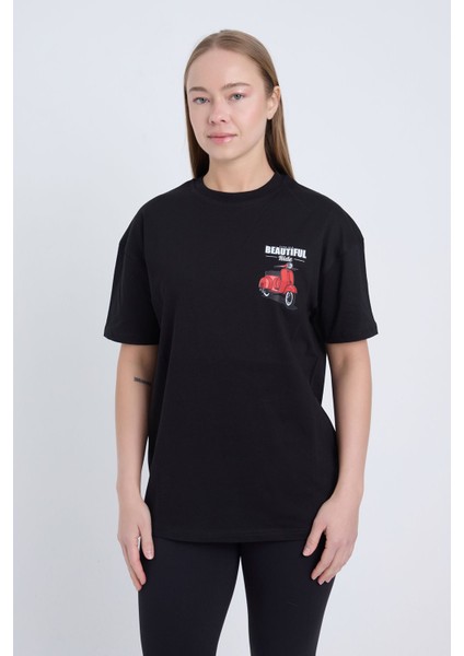 Kadın Oversize Beautıful Ride Baskılı Beyaz Renk T-Shirt fiyatları