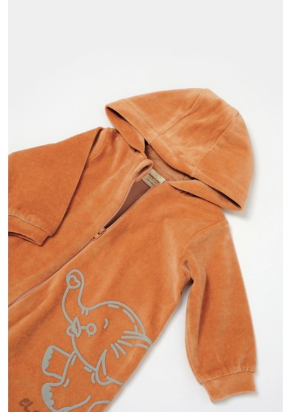 Bebek Kapüşonlu Fermuarlı Tulum, %80 Organik Pamuk & %20 Polyester, Bebek ve Yenidoğan Serisi - CSYK6044 fırsatları