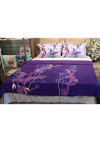 Çift Kişilik Pamuk Saten Nevresim Takımı Purple Mor