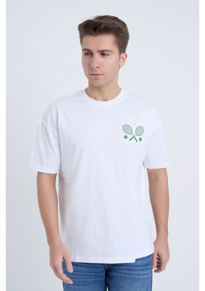 Erkek Oversize Beyaz Tennis T-Shirt modelleri