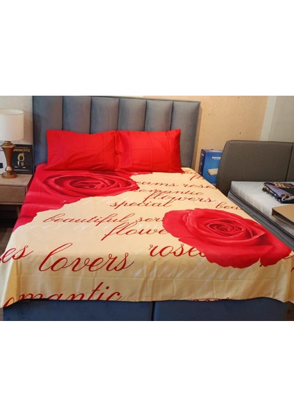 Çift Kişilik Pamuk Saten Nevresim Takımı Rose