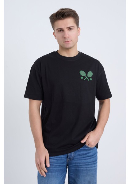 Erkek Oversize Beyaz Tennis T-Shirt