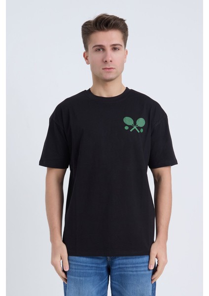 Erkek Oversize Beyaz Tennis T-Shirt
