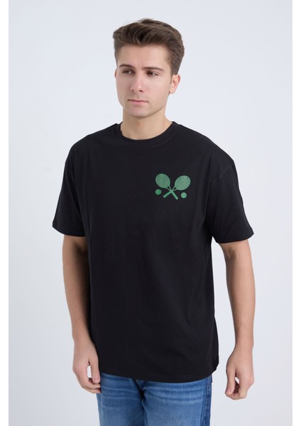 Erkek Oversize Beyaz Tennis T-Shirt