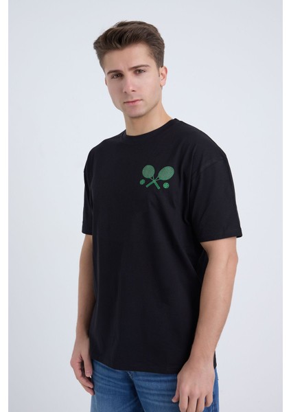 Erkek Oversize Beyaz Tennis T-Shirt