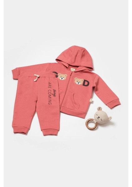 Bebek Kapüşonlu Ceket ve Pantolon Takımı, %100 Organik Pamuk, Bebek ve Yenidoğan Serisi - CSY8006
