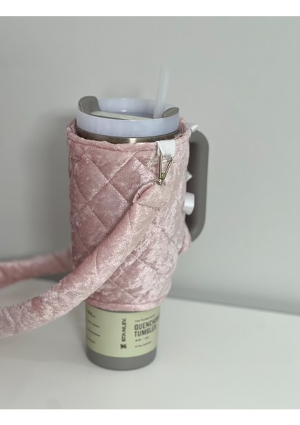 Quencher Pipetli 1.18 Lt Termos Için Omuz Askılı Kilif Çanta Ve Pembe Omuz Askisi Aksesuar