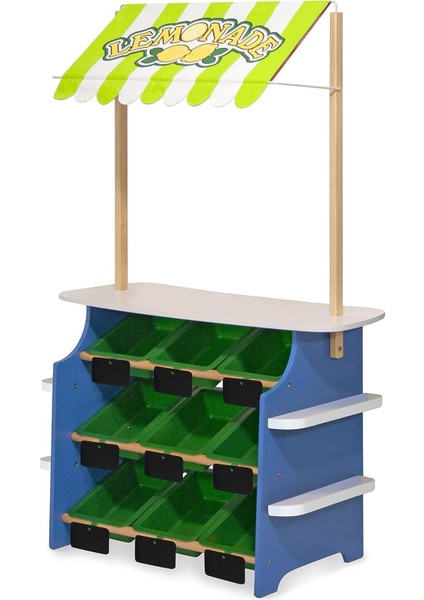 & Doug Ahşap Söyleyin ve Limonata Stand, Ters Çevrilebilir, Tente, 9 Boxen, Yazı Tahtaları