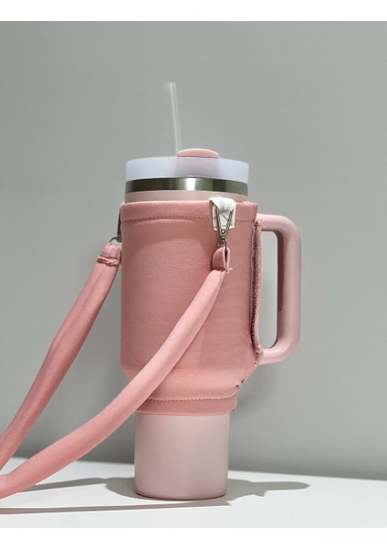 Quencher Pipetli 1.18 Lt Termos Için Omuz Askılı Kilif Çanta Ve Pembe Omuz Askisi Aksesuar