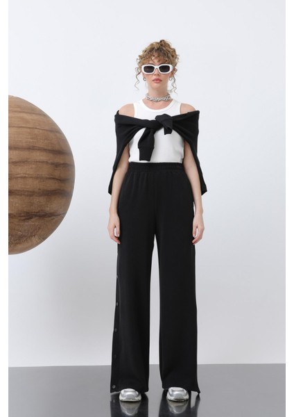 32157 Kadın Yanlar Çıt Çıt Detaylı Modal Pantolon fiyatları