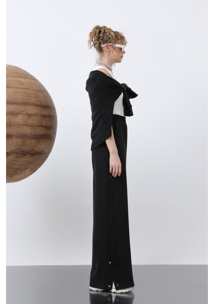 32157 Kadın Yanlar Çıt Çıt Detaylı Modal Pantolon modelleri