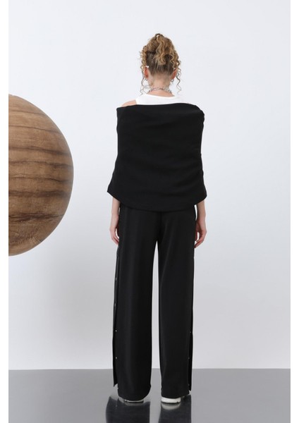 32157 Kadın Yanlar Çıt Çıt Detaylı Modal Pantolon fırsatları