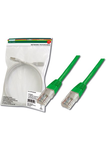 Digitus Patch Kablo, Utp, Cat. 5e, 2 Metre, Awg 26/7, Yeşil Renk, 3p Sertifikalı