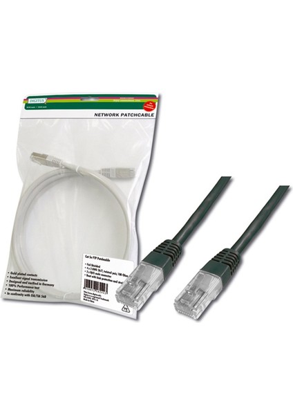 Digitus Cat-5e Utp Patch Kablosu, 5 Metre, Awg 26/7, Siyah Renk, 3p Sertifikalı