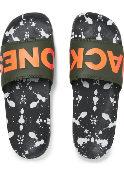 Jack Jones Jfwhyde Splatter Slıder Erkek Yeşil Terlik 12270975-21 modelleri