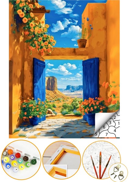 Sayılarla Boyama Numaralı Tuval Seti Fırça Boya Dahil 40X50CM Manzara