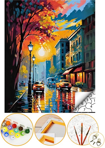 Sayılarla Boyama Numaralı Tuval Seti Fırça Boya Dahil 40X50CM - Huzur Sokağı