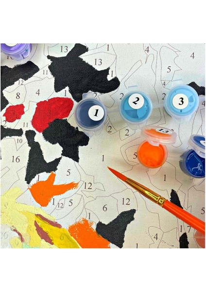 Sayılarla Boyama Numaralı Tuval Seti Fırça Boya Dahil 40X50CM - Sarı Ev modelleri