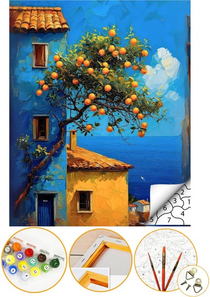 Sayılarla Boyama Numaralı Tuval Seti Fırça Boya Dahil 40X50CM Manzara