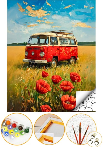 Sayılarla Boyama Numaralı Tuval Seti Fırça Boya Dahil 40X50CM Vosvos Karavan