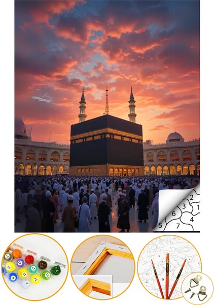 Sayılarla Boyama Numaralı Tuval Seti Fırça Boya Dahil 40X50CM - Kabe Tasavvuf