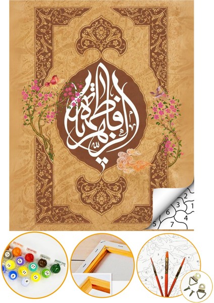 Sayılarla Boyama Numaralı Tuval Seti Fırça Boya Dahil 40X50CM - Tasavvuf Hat Sanatı