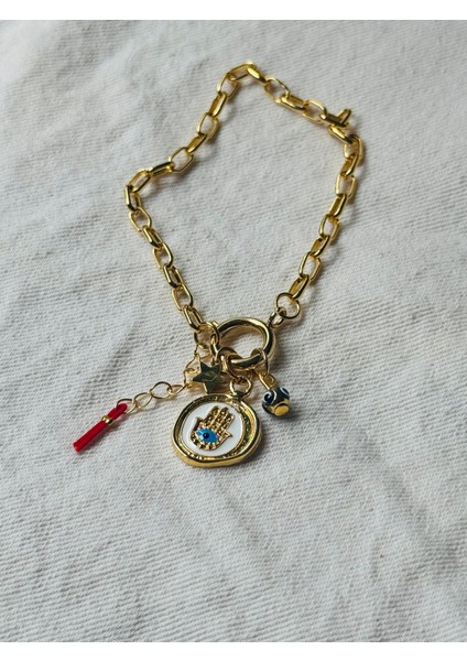 Altın Kaplama Zincir Hamsa Bileklik